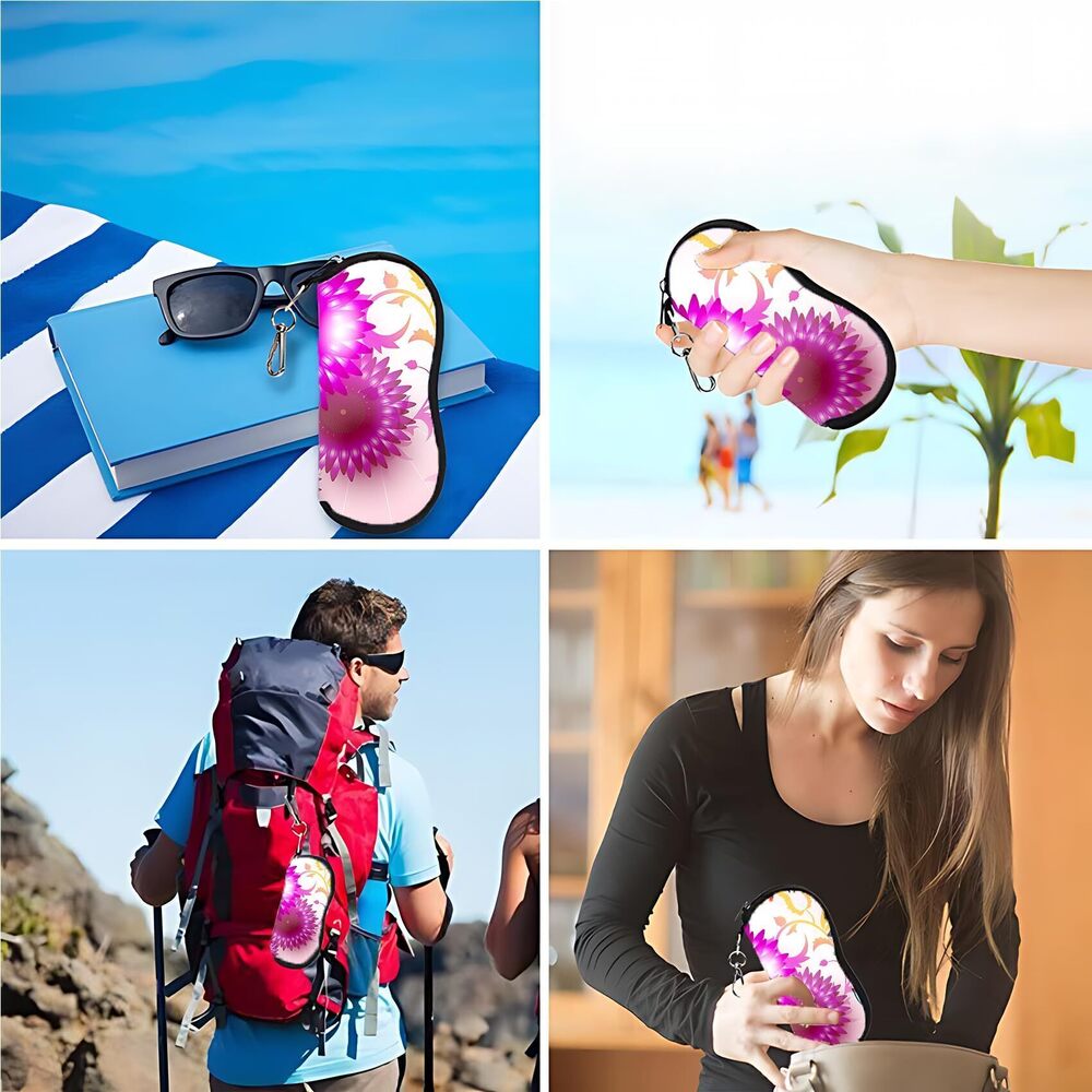 7329 Soft Sunglass Case Travel Reading Eyeglass Case Slim Glass Bag - Picture 3 of 6
